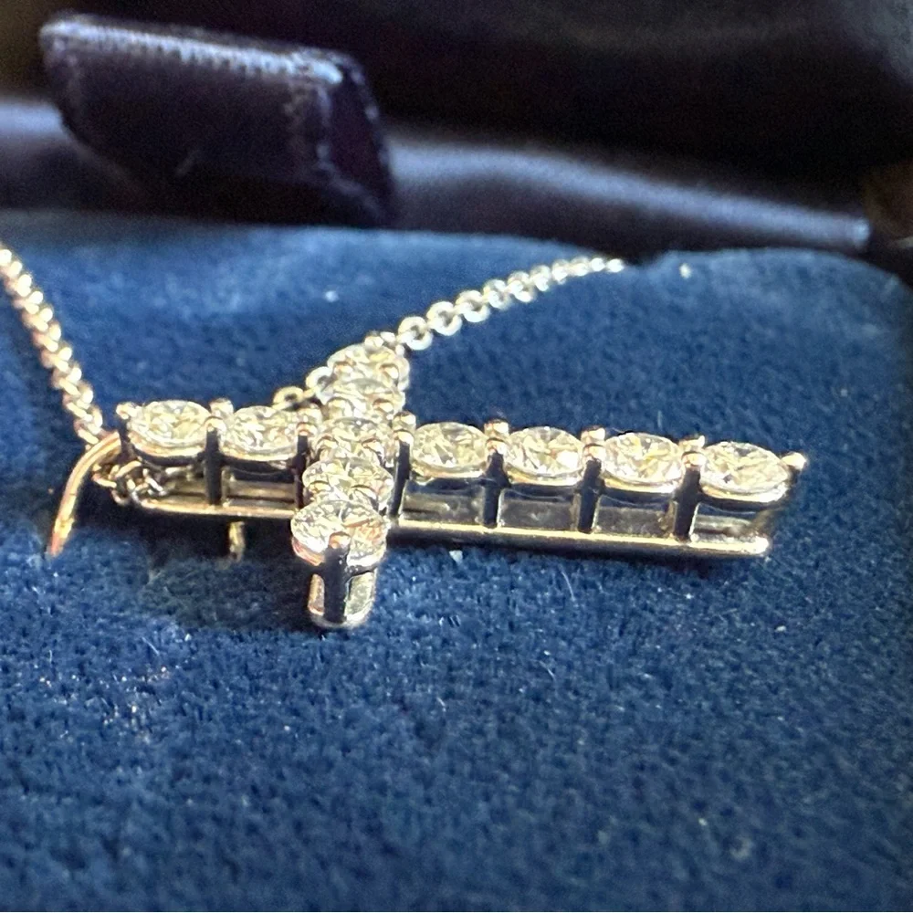 Tiffany & Co. Platinum & Diamond Cross Pendant Necklace